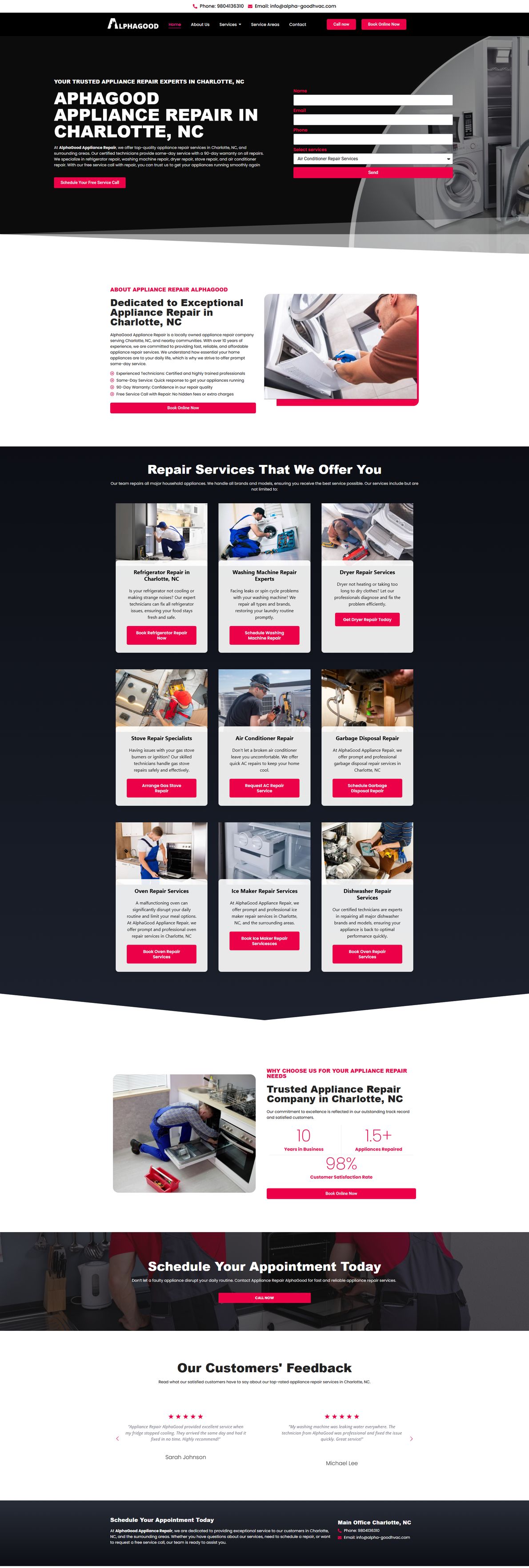 AphaGood Appliance Repair — website screenshot