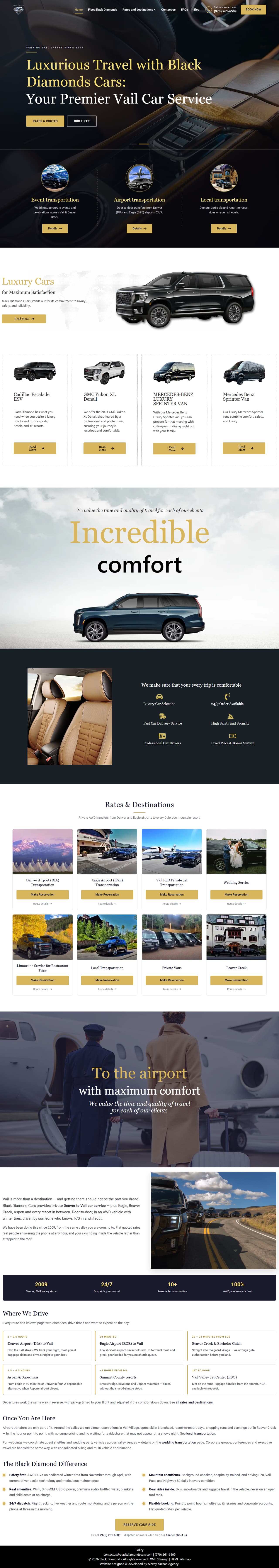 Black Diamonds Vail — full-page website screenshot