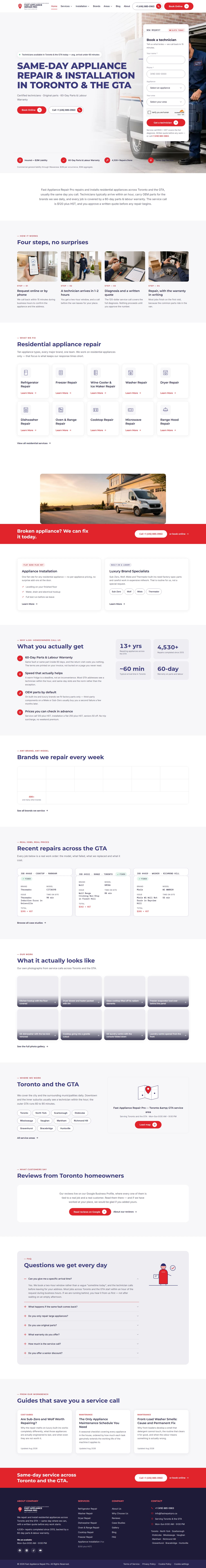 Fast Appliance Repair Pro — full-page website screenshot