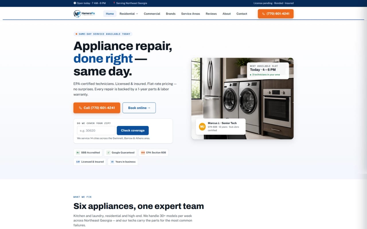 HamersFix — website screenshot