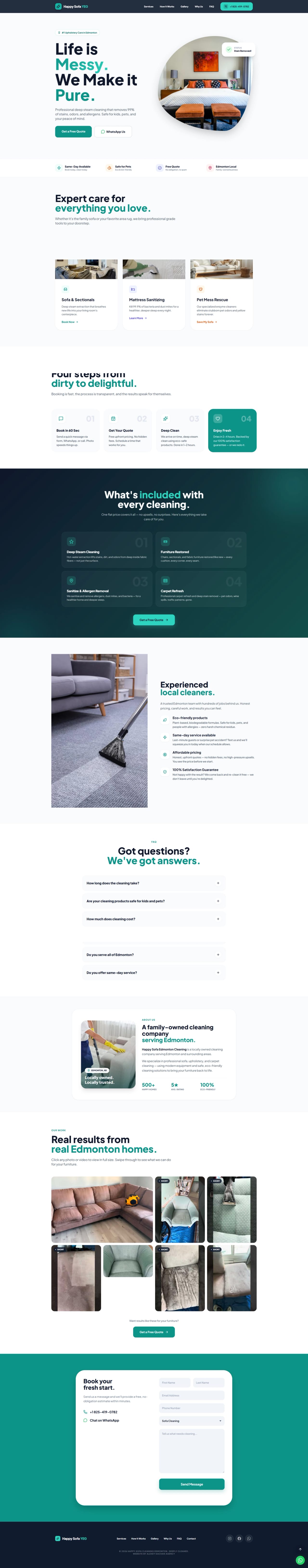 Happy Sofa YEG — full-page website screenshot