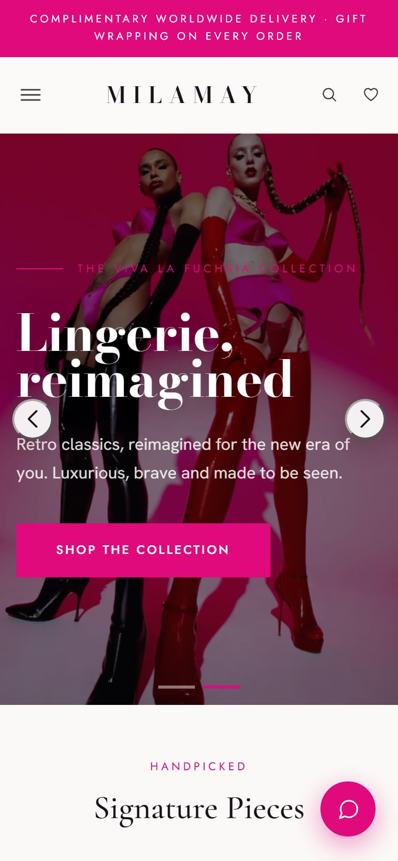 Milamay — mobile homepage