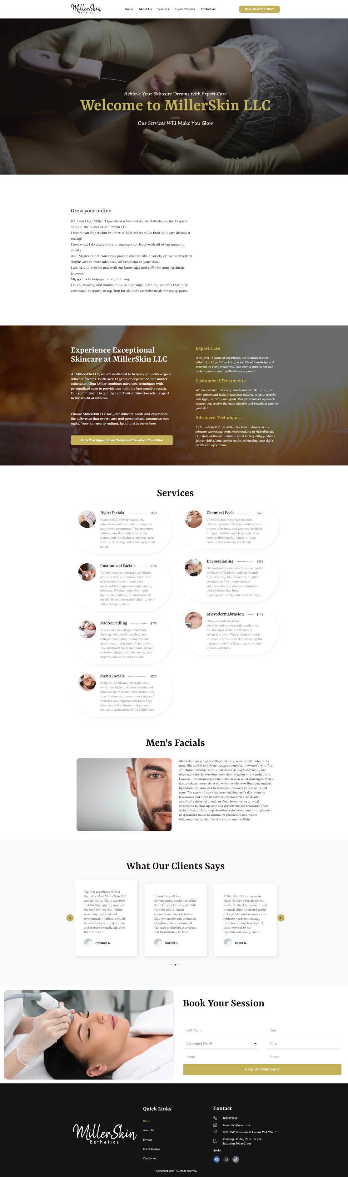 MillerSkin LLC — website screenshot