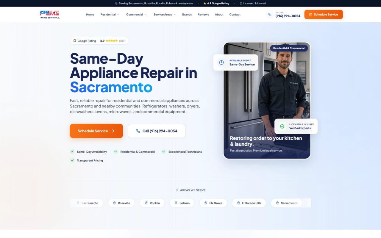 Prime Service Co. — website screenshot