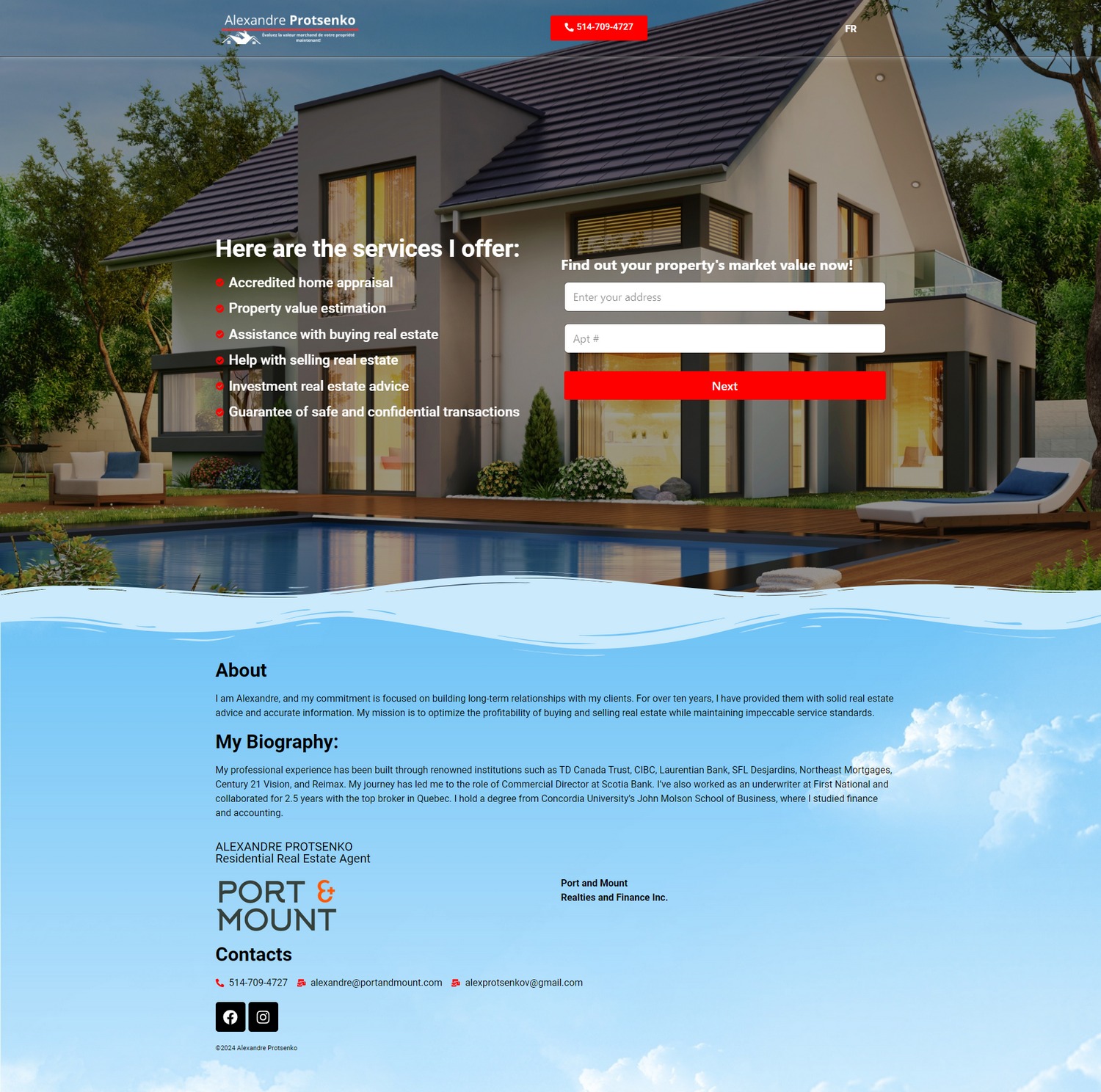 Alexandre Protsenko (Port and Mount Realties) — website screenshot