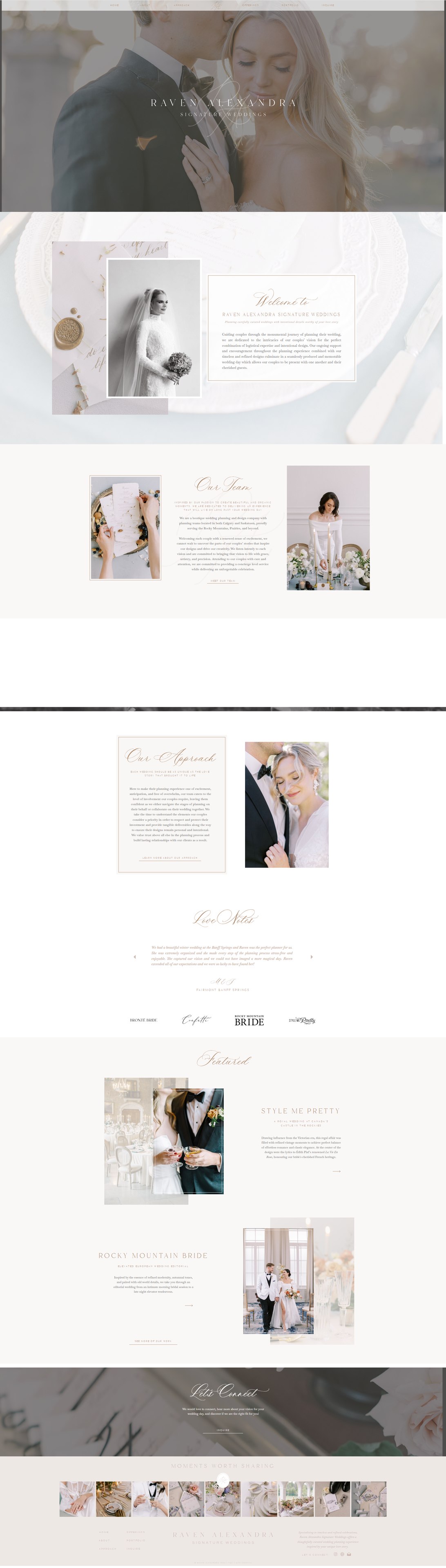 Raven Alexandra Signature Weddings — website screenshot