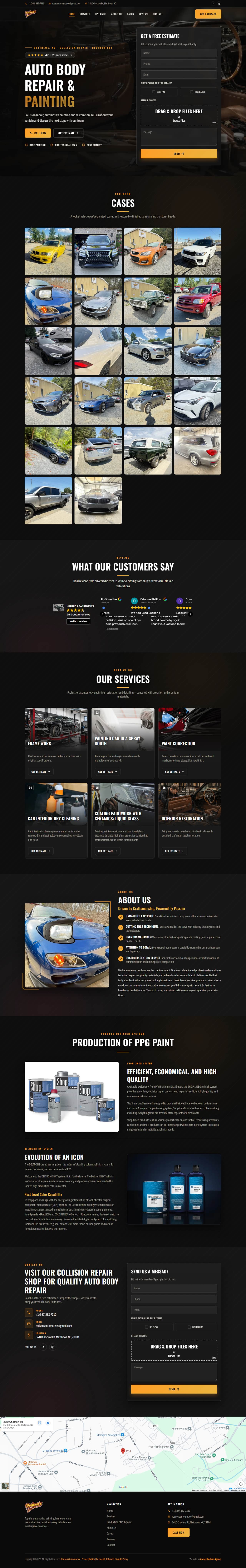 Rodson's Automotive — full-page website screenshot