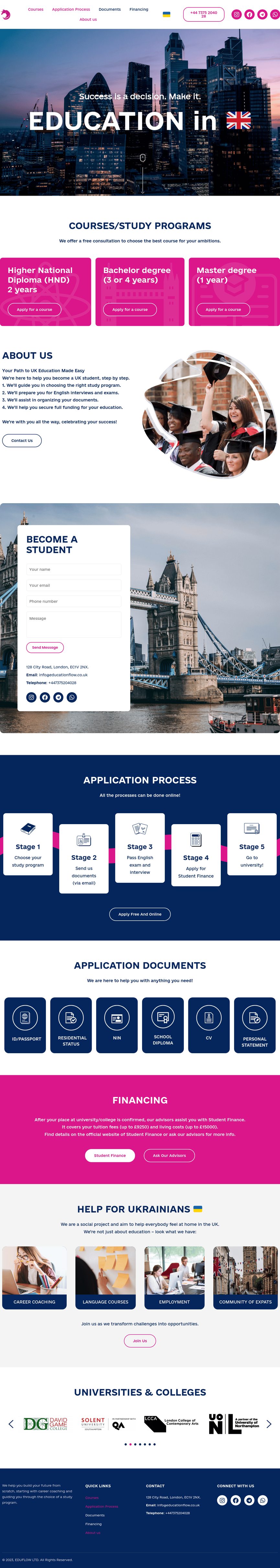 UK Education Made Easy — website screenshot