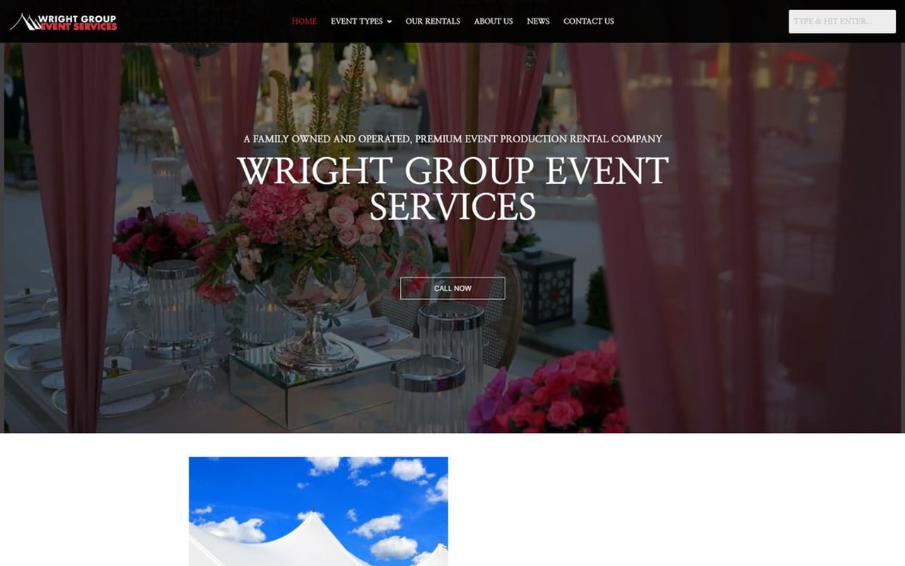 Wright Group Event Services — homepage, previous website