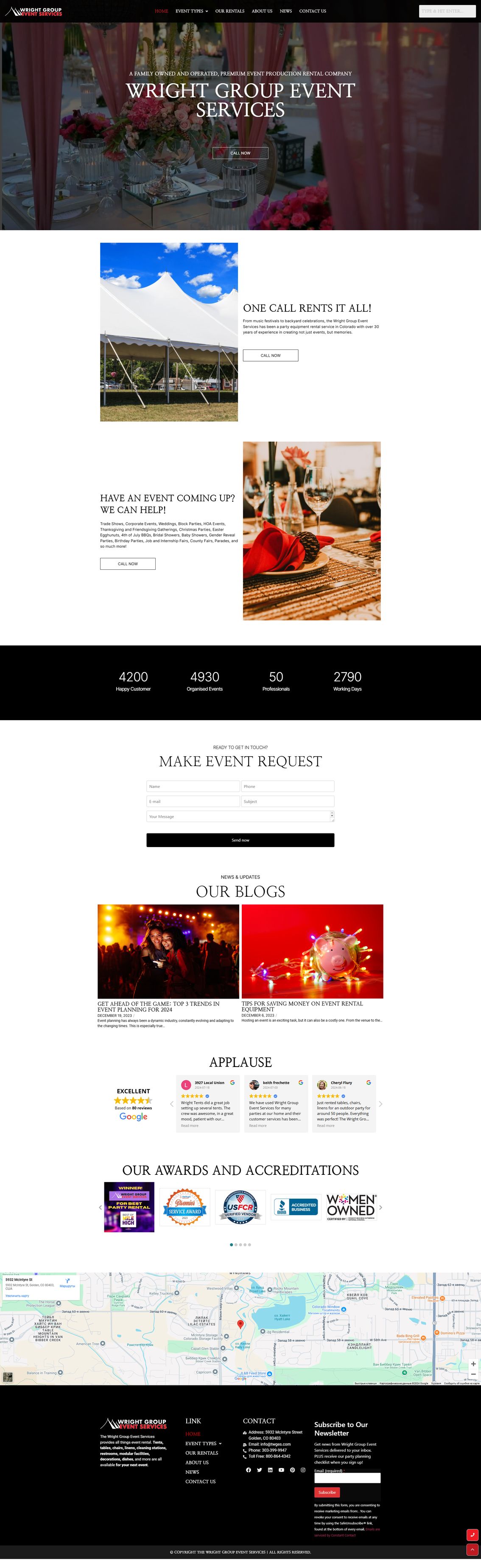 Wright Group Event Services — website screenshot